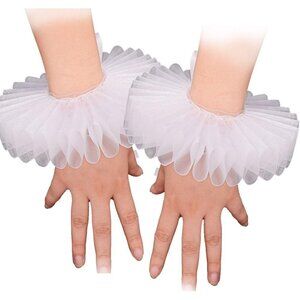 Stylish Victorian Ruffle Neck Collar & Queen Wrist Ruffs - Costume Essential